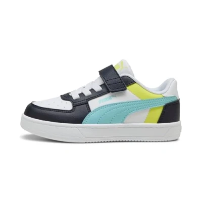 Image of Puma Caven 2.0 Block Unisex Trainers for kids, Size: 11K, White/safe lake/new navy High quality imitation leather