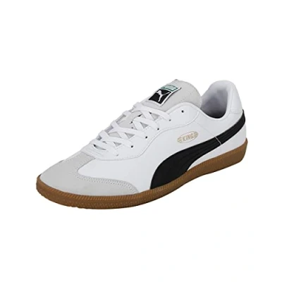 Image of Puma KING 21 IT Indoor football boots, Men&#039;s, Size: 3.5, White/black leather and imitation