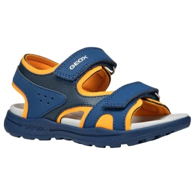 Image of Geox J Vaniett BOY Walking sandals for kids, Size: 13K, Navy/orange Synthetics/textile