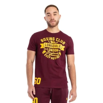 Image of Lonsdale Normale Passform Gruting Print Tshirt, Men&#039;s, Size: Large, Oxblood yellow