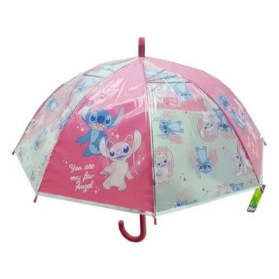Image of eplusm STITCH BEACH Manual Dome Umbrella, 8 Panels, Metal Rods, Comfortable and Versatile, Quality Resistance, 43 cm, Polyester Material, Baby Pink, M, Casual, Casual