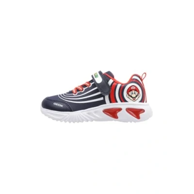 Image of Geox Light UP Nintendo Super Mario Assister BOY Trainers for kids, Size: 3, Navy/red Imitation leather/ textile