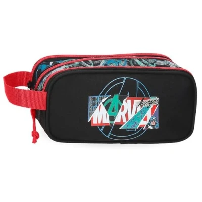 Image of Joumma Marvel Shield Triple Pencil Case Black 22x10x9cm Polyester L, Black/White, Case,