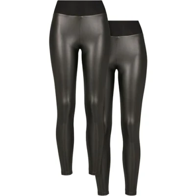 Image of Urban Classics 2PACK Leggings Trousers black, Women&#039;s, Size: 4XL, Black