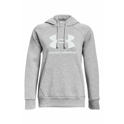 Image of Under Armour Rival BIG LOGO Hoodie, Women&#039;s, Size: Large, Mod gray light heather