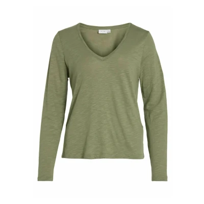 Image of VILA Long sleeved top, Women&#039;s, Size: Small, Oil green