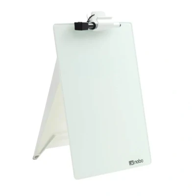 Image of Nobo Glass Dry Wipe Personal Desktop Easel Whiteboard, 21.6 x 29.7 3 cm, Brilliant White, 1905173