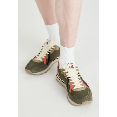 Image of Pepe Jeans BRIT Cover Trainers, Men&#039;s, Size: 7, Range green Leather and textile