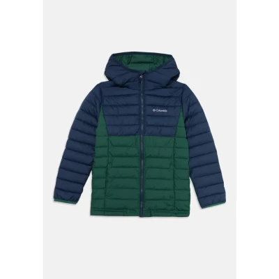 Image of Columbia Powder LITE Hooded jacket Unisex Light for kids, Size: 4/5y, Rain forest/collegiate navy