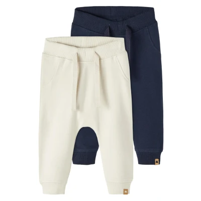 Image of Name it Nbntakki PANT Unisex 2 PACK Trousers for kids, Size: 1 1.5y, Dark blue/beige