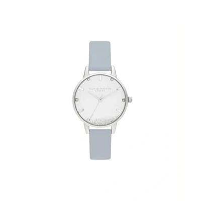Image of Olivia Burton Analogue Quartz Watch for Women with Chalk Blue Vegan Leather Strap OB16SG07, White,