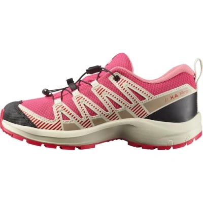 Image of Salomon XA PRO V8 Waterproof Unisex Hiking shoes for kids, Size: 6, Rouge red/vanilla ice/flamingo pink Textile/synthetics