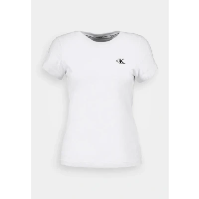 Image of Calvin Klein Jeans Embroidery SLIM TEE Basic Tshirt, Women&#039;s, Size: Large, Bright white