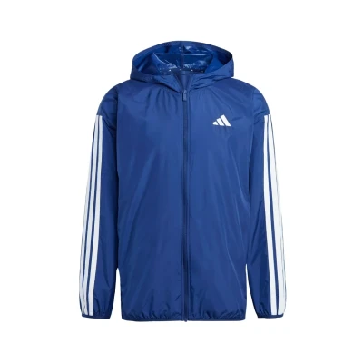 Image of adidas Sportswear Essential Three Stripes Windbreaker, Men&#039;s, Size: XS, Dark blue white
