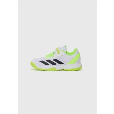 Image of adidas Performance Courtflash CF Multicourt tennis shoes for kids, Size: 10K, White/core black/lucid lemon