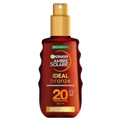 Image of Garnier Ambre Solaire Ideal Bronze Protective Oil SPF20  Sun Cream Spray 150ml