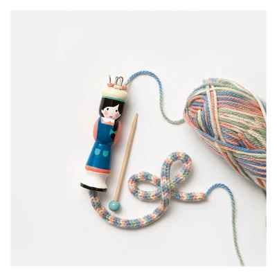 Image of folia 24919 Knitting Dolly Including Wool, Wooden Needle and Embroidery
