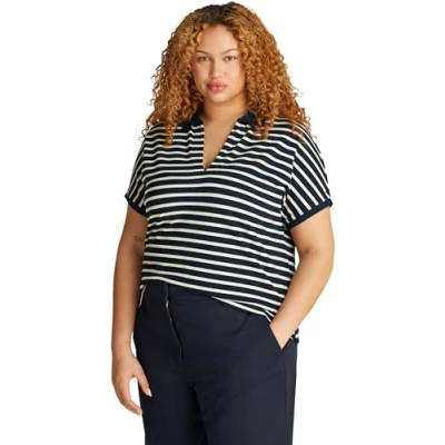 Image of Tommy Hilfiger Curve Polo shirt, Women&#039;s, Size: 18, Dark night navy/calico