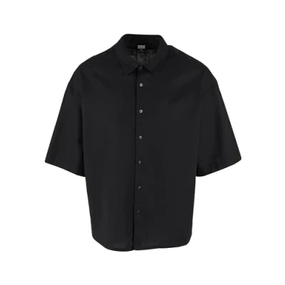 Image of Urban Classics Men&#039;s Boxy Cotton Linen Shirt, Black, S