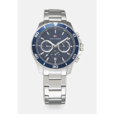 Image of Tommy Hilfiger Chronograph watch silvercoloured/blue, Men&#039;s, Size: One Size, Silver coloured/blue