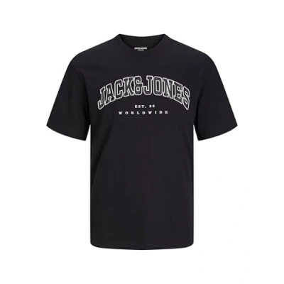 Image of Jack &amp; Jones PLUS SIZE LOGO Print Tshirt, Men&#039;s, Size: 2XL, Black