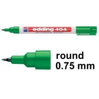 Image of edding 404 permanent marker green 10 pens fine round tip 0.75 mm waterproof, quick drying, smear proof for cardboard, plastic, wood, metal, glass and fabric