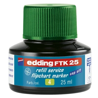 Image of Edding FTK 25 Refill Ink Green Ml with Capillary System Ideal for Clean and Uncomplicated Refilling of Almost All Flipchart Markers