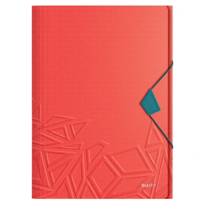 Image of Leitz 3 Flap Folder, Holds up to 150 A4 Sheets, Elastic Closure, Flexible Plastic, Red, Urban Chic Range, 46490020