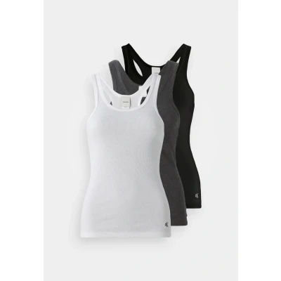 Image of Calvin Klein Underwear Scoop NECK TANK 3 PACK Undershirt, Women&#039;s, Size: XS, Black/white/charcoal heather