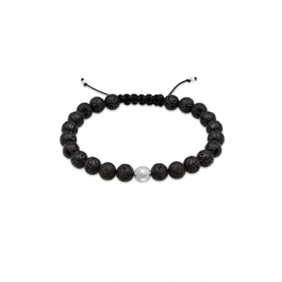 Image of Kuzzoi Earthy Stone Cross Bracelet blackcoloured, Men&#039;s, Size: 19, Black coloured
