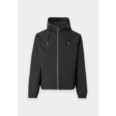 Image of JACK &amp; JONES Men&#039;s Jjelegacy Light Jacket Hood Noos Short, Black/Detail:light Grey Melange Blocking, L