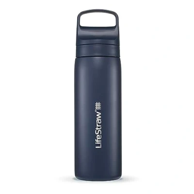 Image of LifeStraw Go Series Double Wall BPA Free Vacuum Insulated 18 oz Stainless Steel Water Filter Bottle for Travel and Everyday use; Aegean Sea