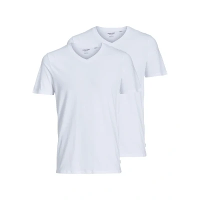 Image of Jack &amp; Jones Jacbasic Vneck TEE 2 PACK Undershirt, Men&#039;s, Size: XXL, White