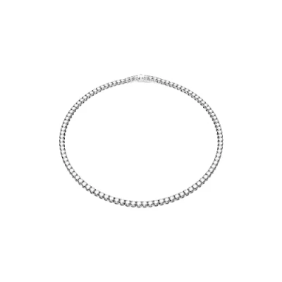 Image of Swarovski Matrix Tennis Necklace Round CUT silvercoloured, Women&#039;s, Size: Large, Silver coloured