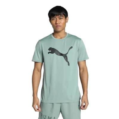 Image of Puma TAD Essentials Solid CAT TEE Sports Tshirt, Men&#039;s, Size: Small, Green moon