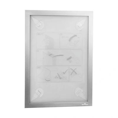 Image of Durable DURAFRAME WallPaper Self Adhesive Magnetic Frame A4 Format in Silver Pack of 1 Frames for Sensitive Surfaces