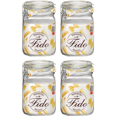 Image of Bormioli Rocco Weck jars Fido 11 x cm / 1 liter square 4 pieces