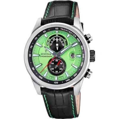 Image of Festina Timeless Chronograph watch, Men&#039;s, Size: One Size, Green