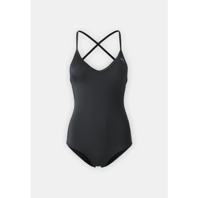 Image of Puma SWIM Women Vneck Crossback Swimsuit Swimsuit, Women&#039;s, Size: XS, Black