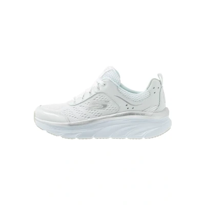 Image of Skechers Sport D&#039;LUX Walker Trainers white/silver, Women&#039;s, Size: 4, White/silver Leather and textile