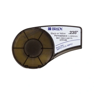 Image of Brady PermaSleeve Heat shrink Polyolefin Sleeve for BMP21 PLUS; BMP21, 6.00 mm x 2.10 m, Black on Yellow