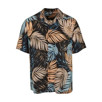 Image of Urban Classics AOP Resort Shirt, Men&#039;s, Size: Small, Palmfront