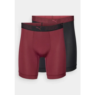 Image of PUMA Men&#039;s Microfibre Long Boxer (Pack of 2), burgundy, M