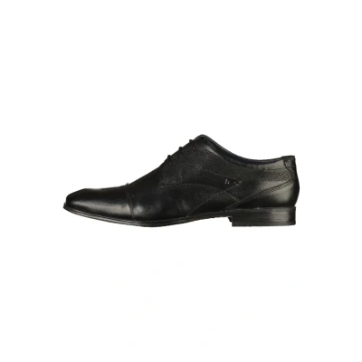 Image of bugatti Men&#039;s Business Leather Derby Shoes with Horizontal Cap and Elegant Lines Design, black, 7.5 UK