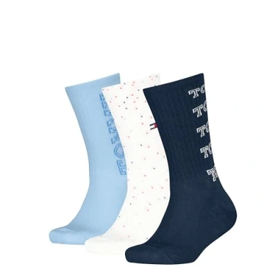 Image of Tommy Hilfiger KIDS SOCK Unisex 3 PACK Socks for kids, Size: 9K 11.5K, Blue/white