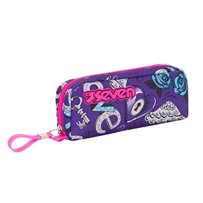 Image of Seven Pencil case Pen bag, multicolor, Box for Stationery, Pouch Teen Girls and Boys, Perfect School Supplies, blue/pink, KEYS