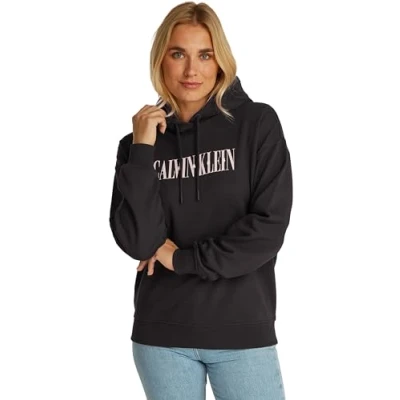Image of Calvin Klein Jeans Varsity Hoodie Sweatshirt, Women&#039;s, Size: Large, Black