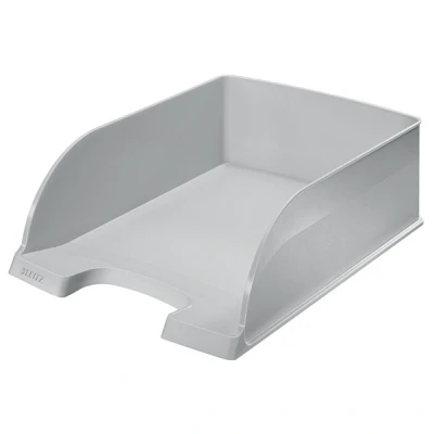 Image of Leitz Plus Jumbo Letter Tray Wheelbarrow Set of 4 Height 103 mm Gray