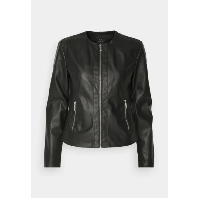 Image of Armani Exchange Blouson Faux leather jacket, Women&#039;s, Size: Large, Black