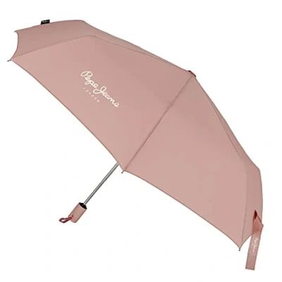 Image of Pepe Jeans Macy Folding Umbrella Pink Polyester with Aluminium Stick, pink,